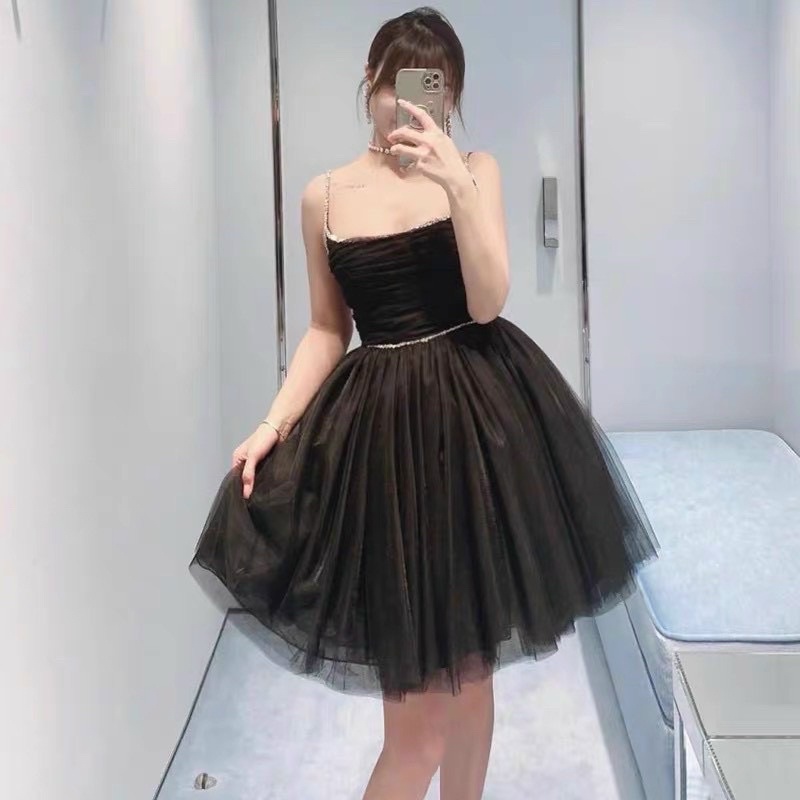 ĐẦM ĐEN 2S NHÍU NGỰC XOÈ PHỒNG