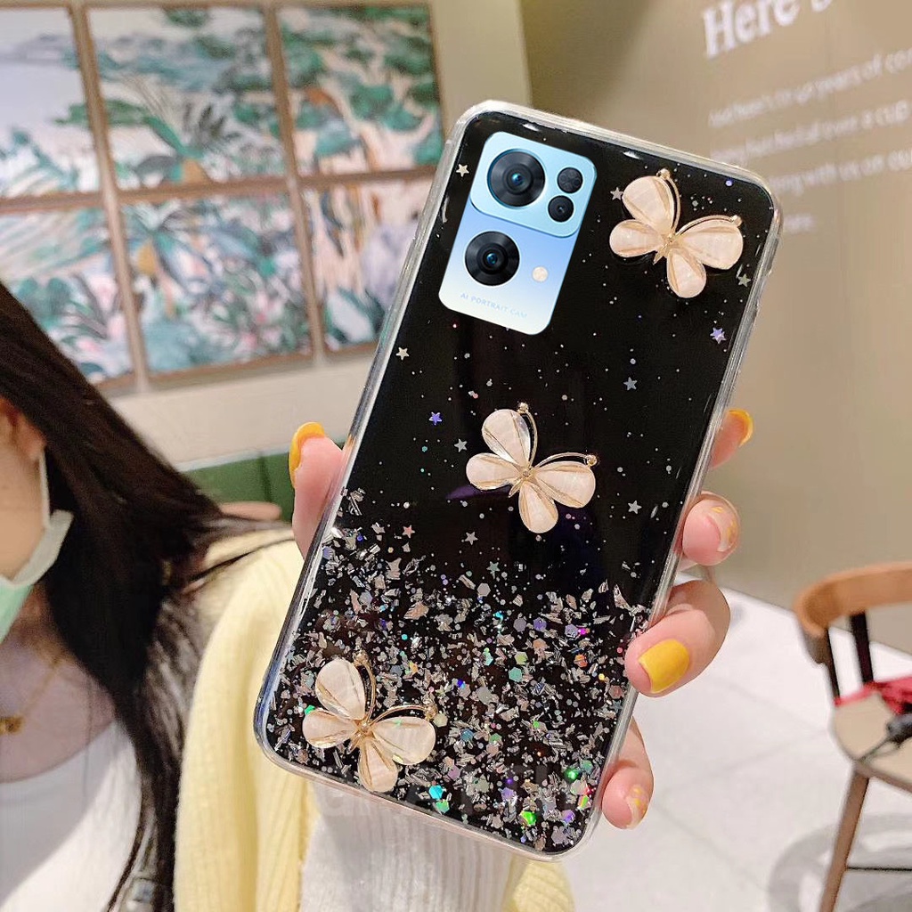 Ốp Điện Thoại Mềm Trong Suốt Đính Kim Tuyến Cho OPPO Reno7 Pro 5G Reno 7 Z A95 4G A76 Reno6 Pro Reno6 Z Reno5 Pro