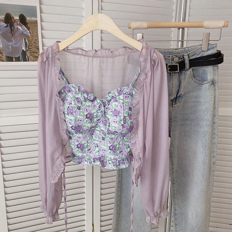 Áo khoác cardigan IELGY chiffon tay dài che nắng phong cách Hàn Quốc thời trang mùa hè mới cho nữ