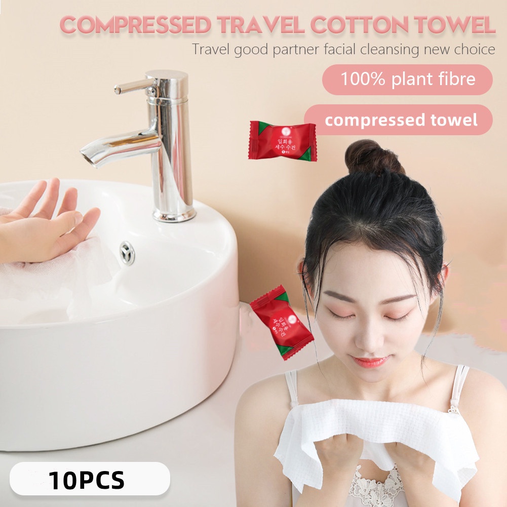 Set 10 Khăn Lau Mặt Dạng Nén Dày Dặn Sử Dụng Một Lần Chất Lượng Cao