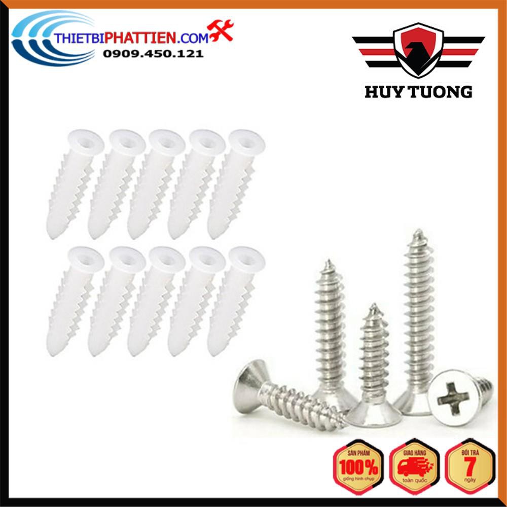 FREESHIP Bộ 20 tắc kê nhựa + 20 vít bắt tường (Nhiều kích thước lựa chọn) cao cấp đa năng tiện lợi - Huy Tưởng