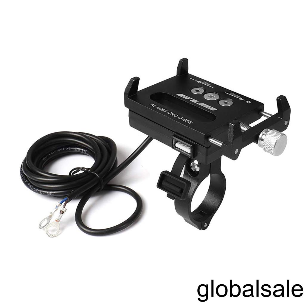 Motorbike Phone Holder Adjustable Cellphone Bracket Support Cradle Motorcycle Handlebar Mounted USB Charger