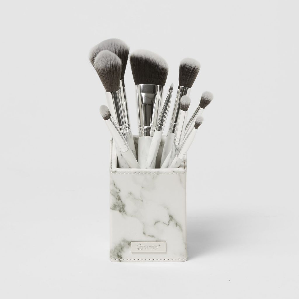 Bộ Cọ 9 Cây BH Cosmetics White Marble 9 Piece Brush Set With Angeled Brush Holder