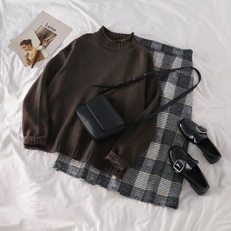 Set áo len+chân váy