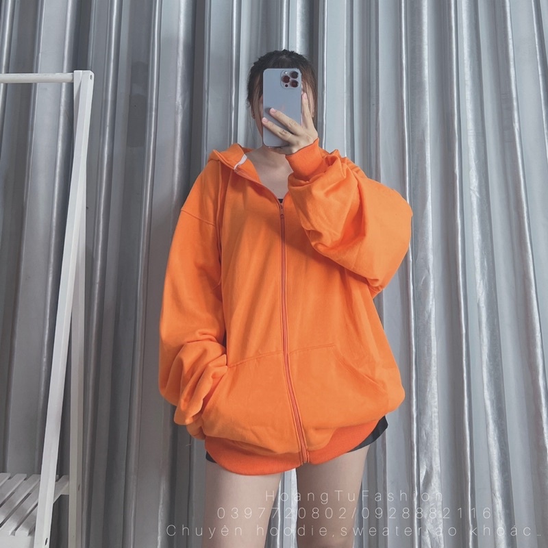 Áo khoác hoodie nỉ bông Màu Cam 🍊 M601
