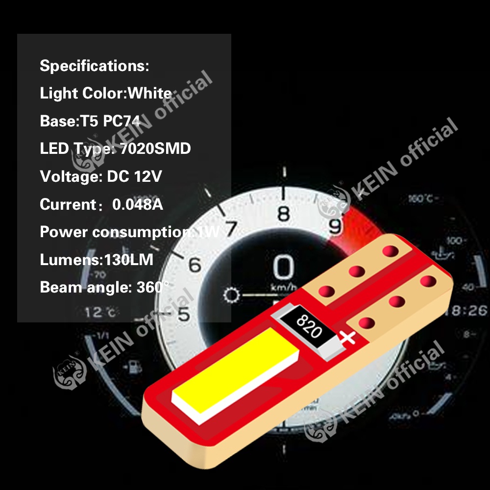 KEIN Meter Bulb T5 Led Bulb Meter W3W Meter Led 73 74 T5 Led Car Lights 7020 2SMD Car Meter Wedge Instrument Dashboard Car Meter LED Light Bulb Dashboard Led Crystal Red Panel Promise License Plate Light White