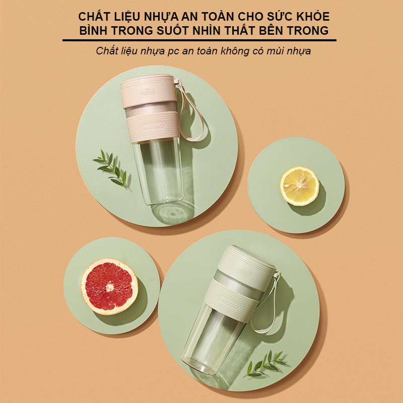 Máy Xay Sinh Tố Cầm Tay Mini JUICER Đa Năng Tặng Cốc Thủy Tinh Siêu Xinh Lưỡi Dao Hai Mặt Sắc Bén
