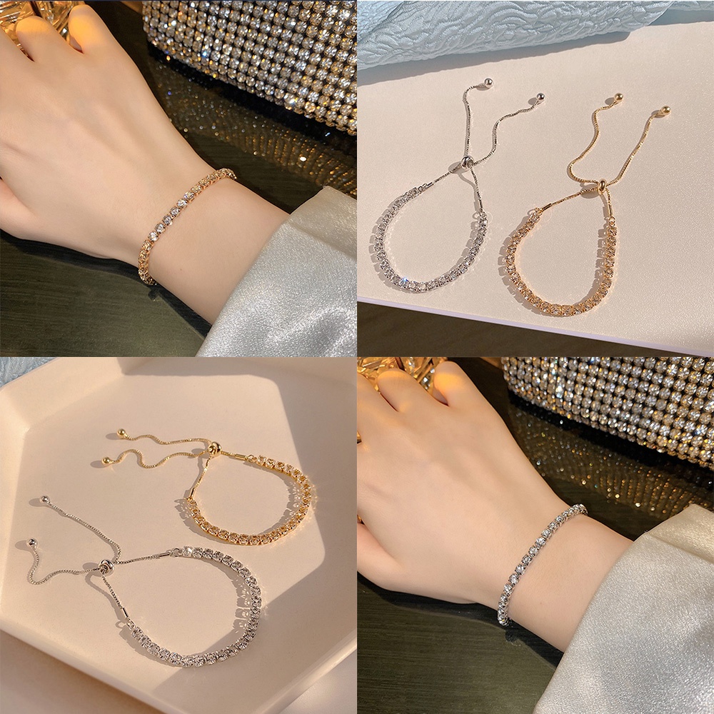 Vòng Tay Đính Đá Zircon Lấp Lánh Sang Trọng Cho Nữ