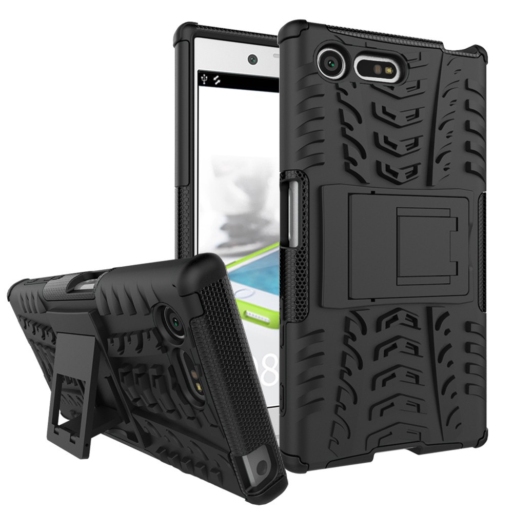 Ốp điện thoại màu trơn bảo vệ toàn diện có giá đỡ cho Sony Xperia X Compact / Xperia X mini / f5321