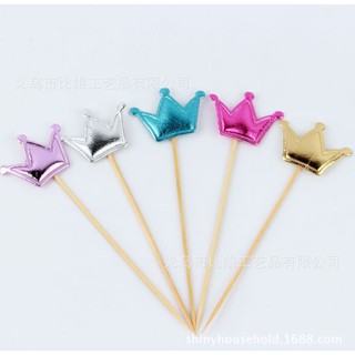 Phụ kiện trang trí Set que cắm vương miện da nhiều màu