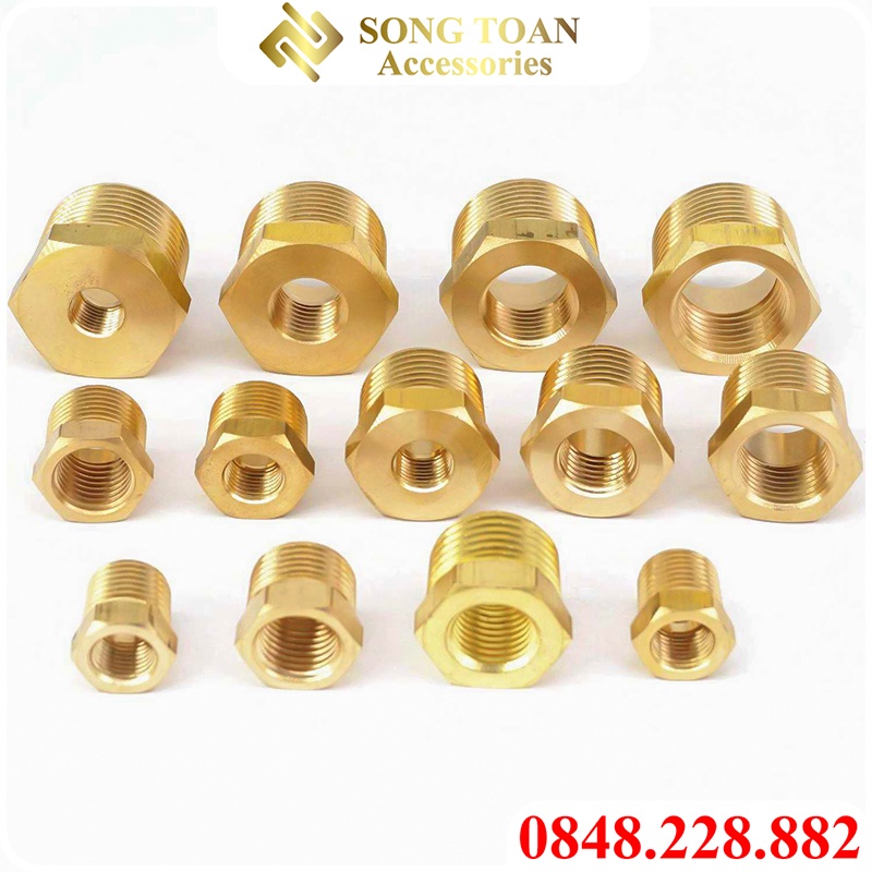 Cả Rá & Ren Trong Ren Ngoài & Lơ Ngược - Bằng Đồng Bước Ren BSP Hệ G Thau Pipe Fitting Reducer Bush Male to Female