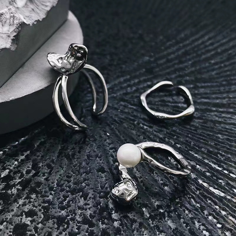 Set Nhẫn Đeo Tay Đính Ngọc Trai Đơn Giản Cá Tính