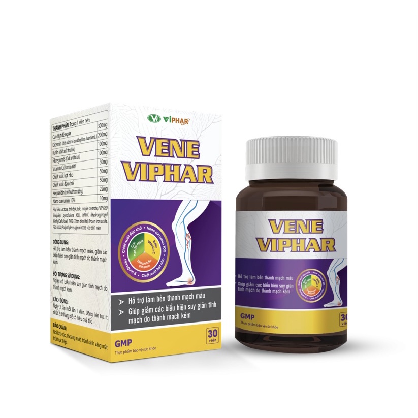 VIÊN UỐNG TĨNH MẠCH VENE VIPHAR: TĂNG SỨC BỀN THÀNH MẠCH MÁU, GIẢM CÁC BIỂU HIỆN SUY GIÃN TĨNH MẠCH CHÂN