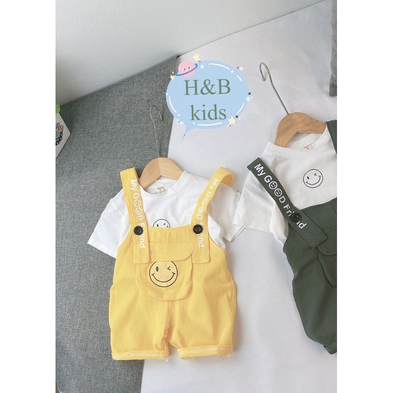 Yếm Mặt Cười Kèm Áo Coton Mềm Mịn Cho Bé