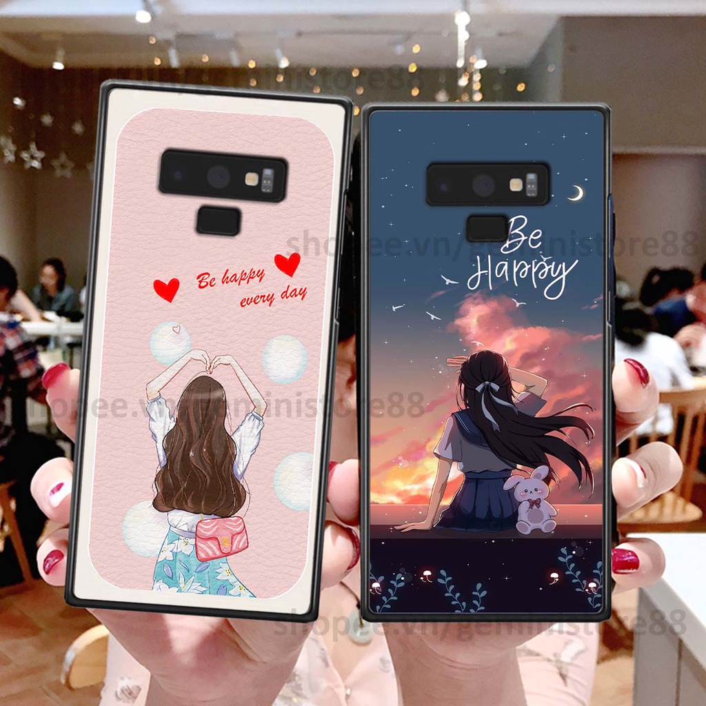 Ốp Samsung Note 9 in hình cô gái be happy trẻ trung cá tính năng động