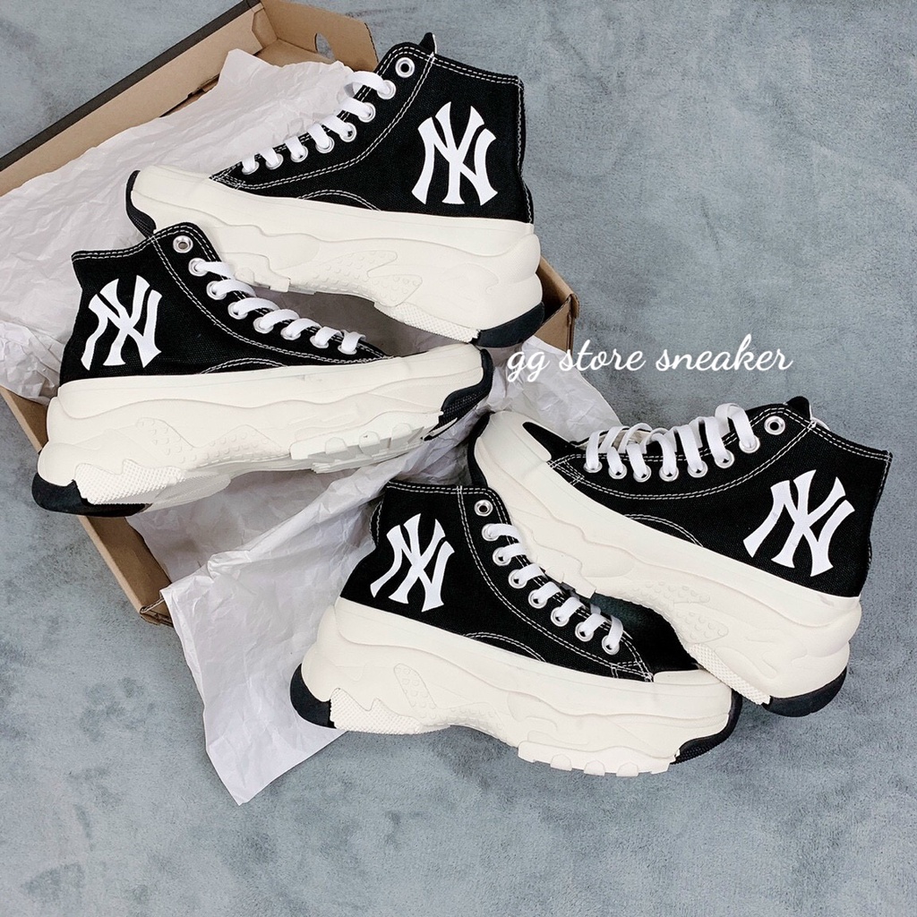 Giày Sneaker MLB Chunky High Đen Cao Cổ Phối Đế Đen-Bản Đẹp Nhất
