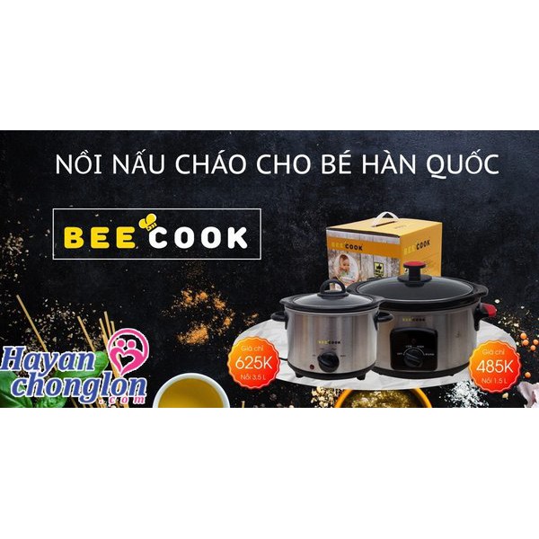 Nồi Nấu Cháo Chậm Cho Bé + Người Già Dung Tích 1,5lit Hãng  BEECOOK An Toàn Tiện Lợi (Ảnh Video Thật )