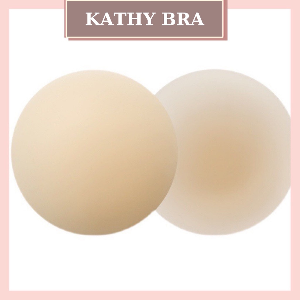D01 Set 2 Miếng Dán Ngực KATHY BRA Tàng Hình Che Đầu Ti Silicon Trong Suốt Trùng Màu Da Dùng Được Nhiều Lần