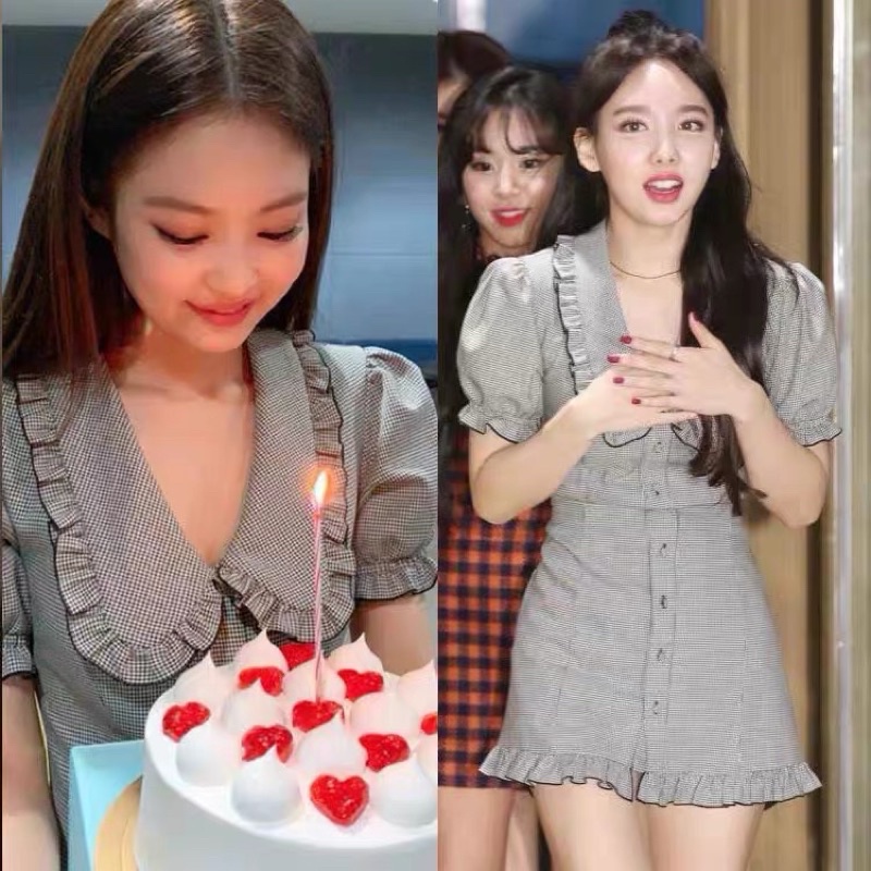 Đầm cổ bèo giống Jennie BLACKPINK, Nayeon TWICE