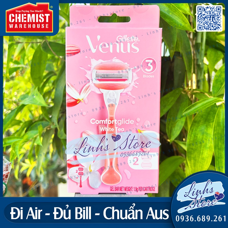 Dao cạo nữ 3 lưỡi Gillette Venus Comfort Glide White Tea + 2 Blade Refills 💙 linhsstore