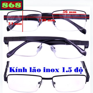 Mắt kính inox đen nửa gọng tròng lão 1.5 độ