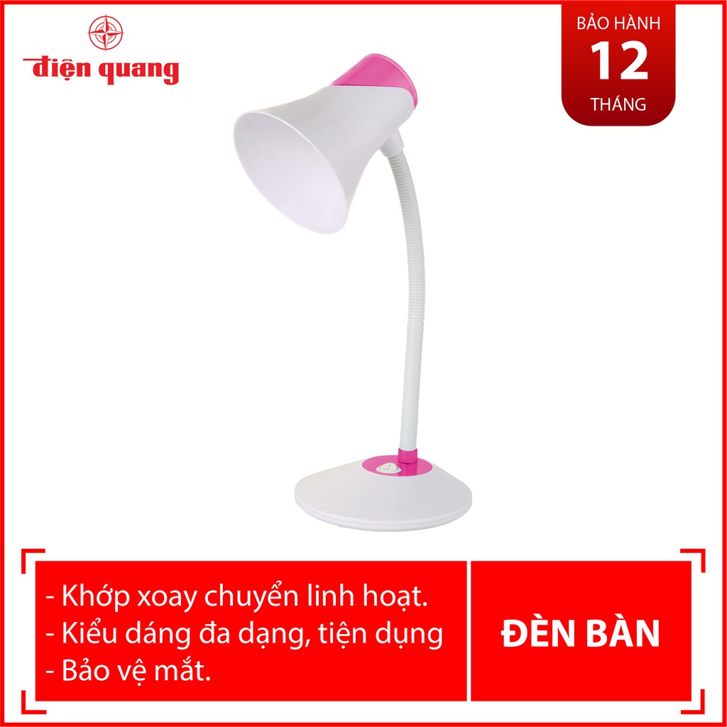 Đèn bàn bảo vệ thị lực Điện Quang ĐQ DKL15 WP BW (Màu trắng-hồng, bóng led warmwhite)