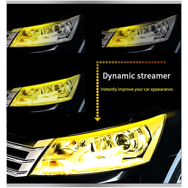 Bộ 2 Dải Đèn LED DRL Ánh Sáng Trắng / Vàng 12V Chống Thấm Nước Linh Hoạt Cho Xe Hơi