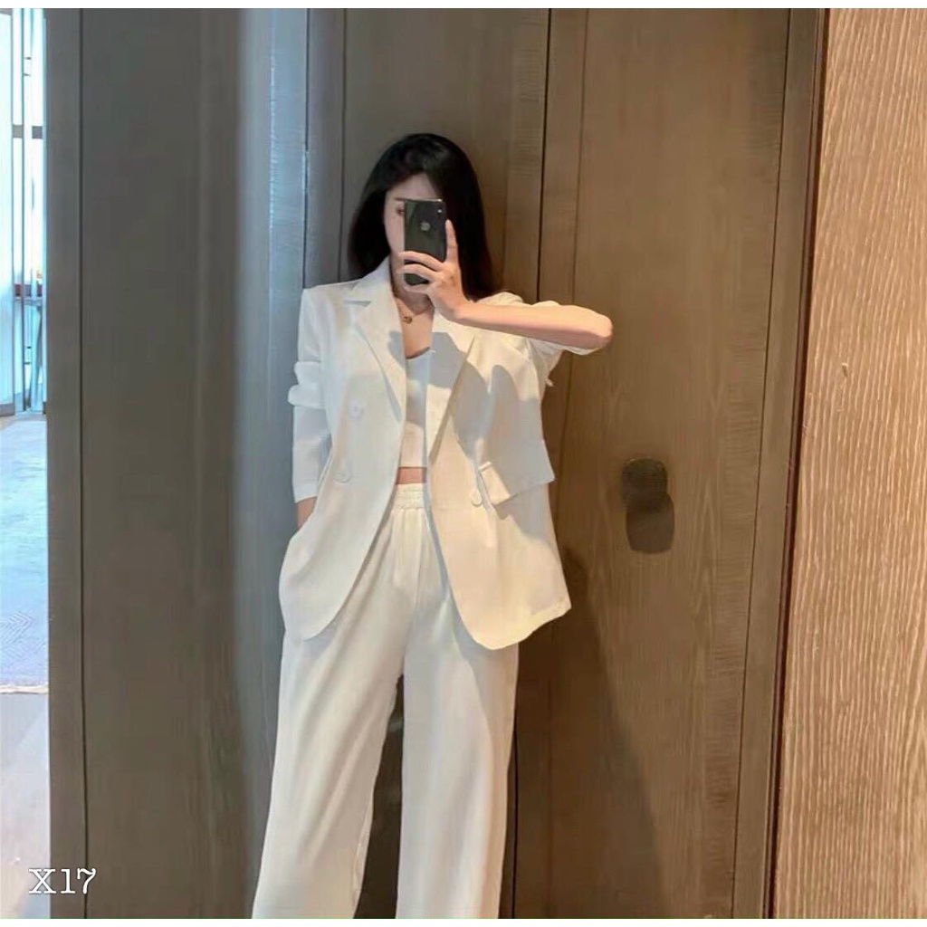 SET ÁO CỔ VEST & QUẦN ỐNG RỘNG