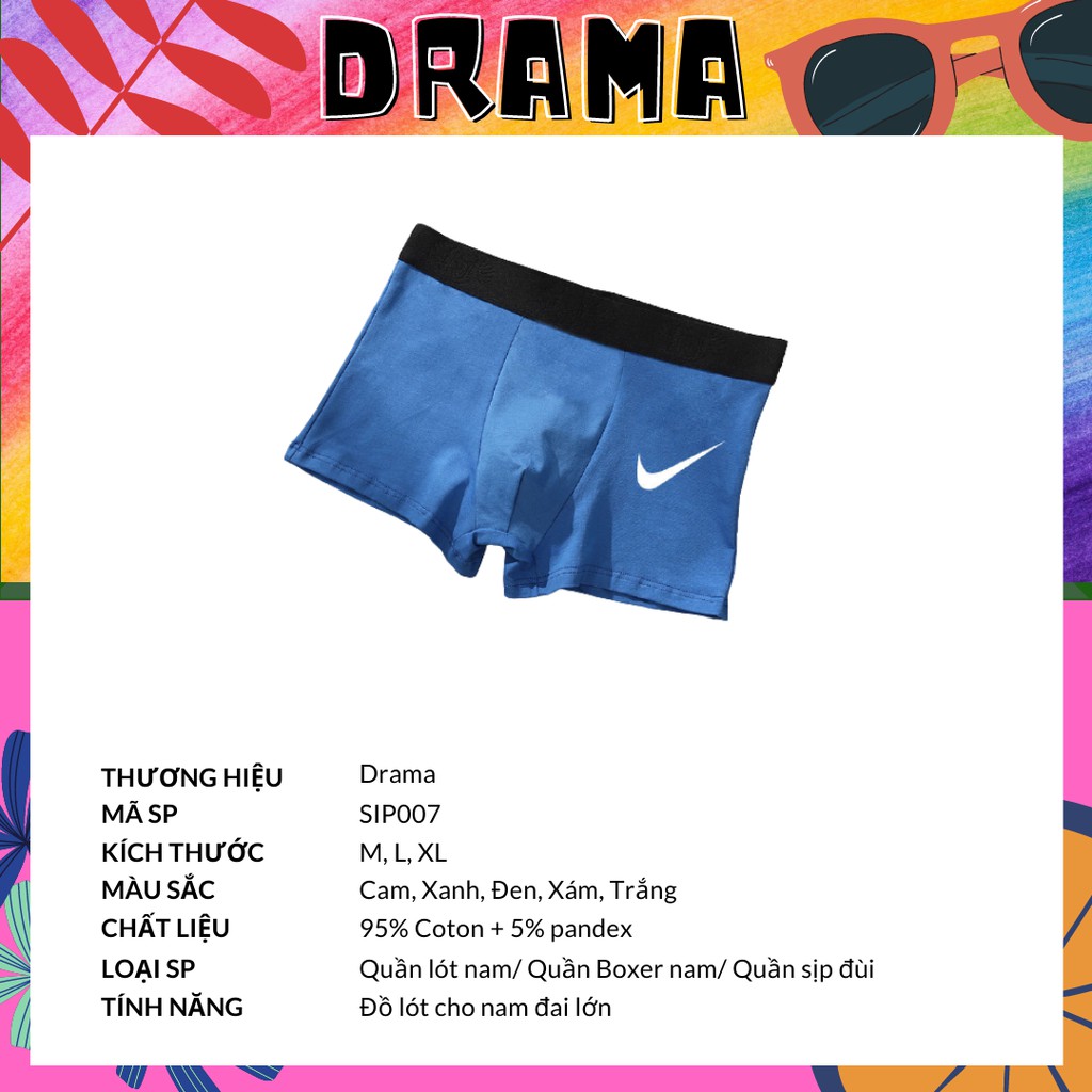 Quần Sịp Nam Thể thao Boxer Cao cấp NYKE đai lớn Chất liệu Cotton co dãn kháng khuẩn và thông thoáng PHỤ KIỆN DRAMA SIP0