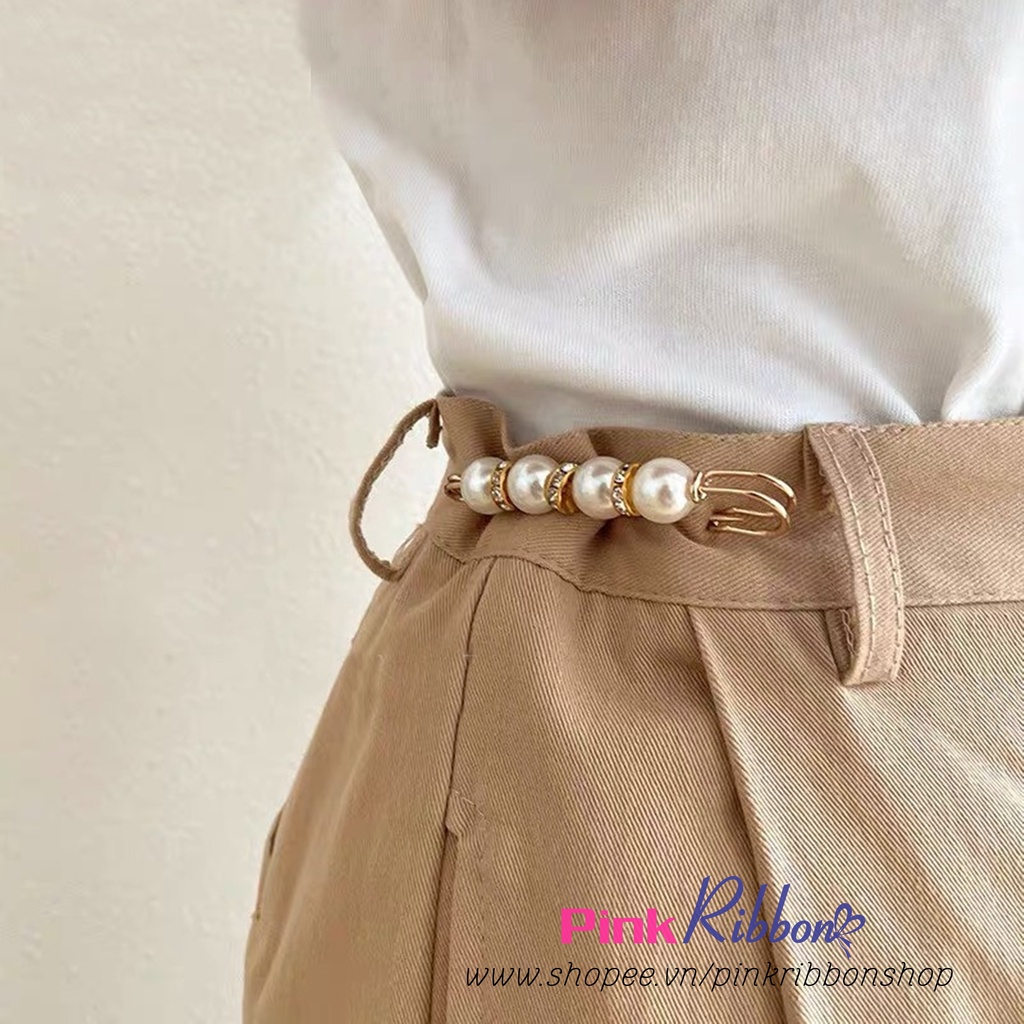 [Phụ kiện thời trang] SET 2 CÁI - Ghim cài đính trai/đá điều chỉnh lưng quần / Cài áo hạt trai