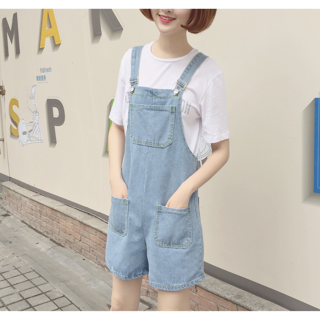 yếm quần ulzzang quần yếm nữ đẹp ngắn quần yếm bò jean jeans kiểu dáng Hàn Quốc ống rộng | BigBuy360 - bigbuy360.vn