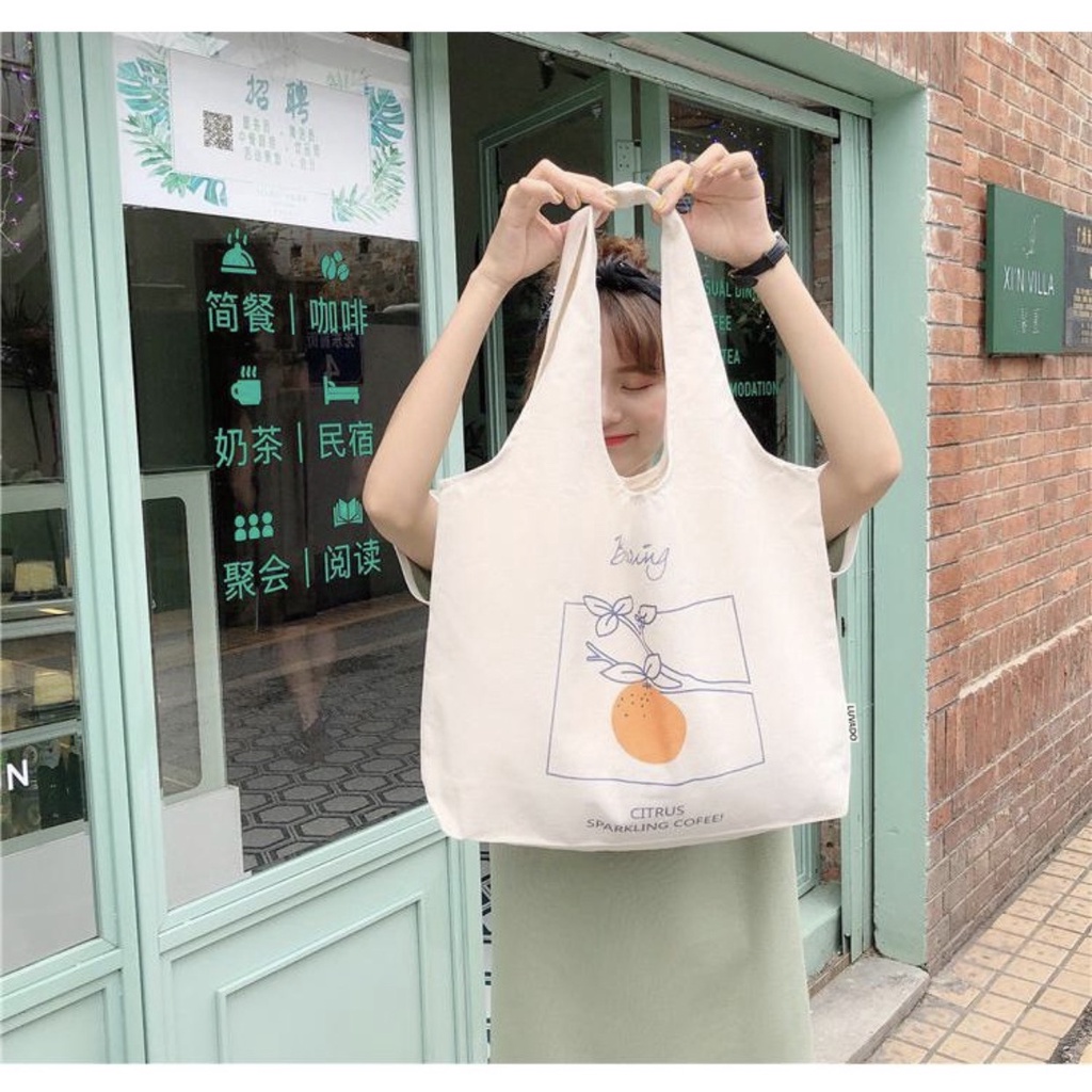 Túi tote túi vải canvas phong cách Hàn quốc, trẻ trung, cá tính nhiều họa tiết phù hợp với đi học đi làm đi chơi