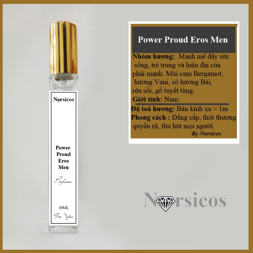 Tinh Dầu Nước Hoa mini Power Proud Eros Men 10ml, Nam tính, Đẳng cấp, Thu hút- Dạng Xịt tiện lợi