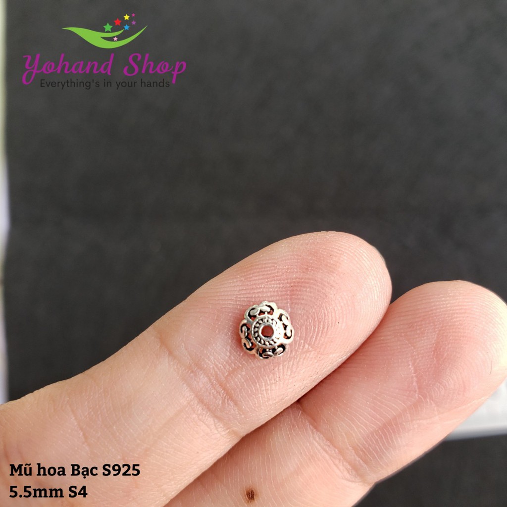 Mũ hoa Bạc S925 5.5mm S4
