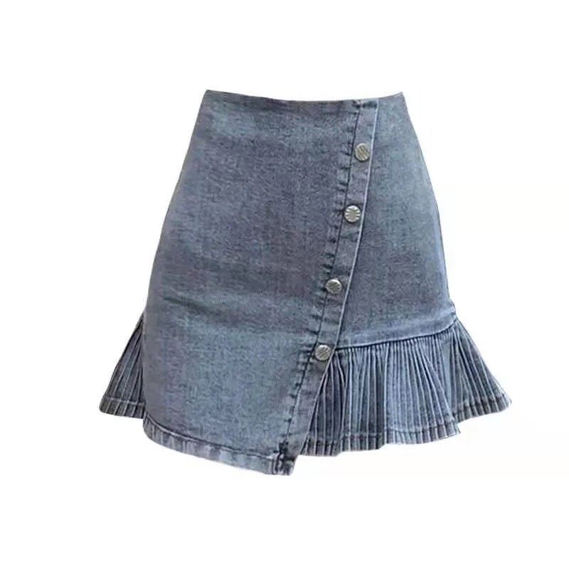Chân váy Đuôi Cá Chân Váy jean cúc chéo | BigBuy360 - bigbuy360.vn