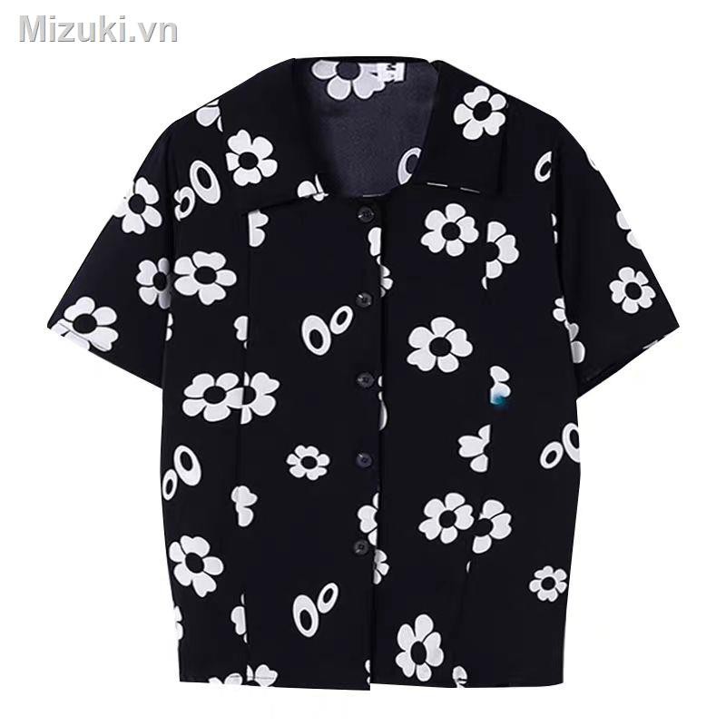 Áo Sơ Mi Nữ Tay Ngắn Cổ Chữ V Họa Tiết Hoa Vintage Thời Trang Phong Cách Hàn Quốc | BigBuy360 - bigbuy360.vn