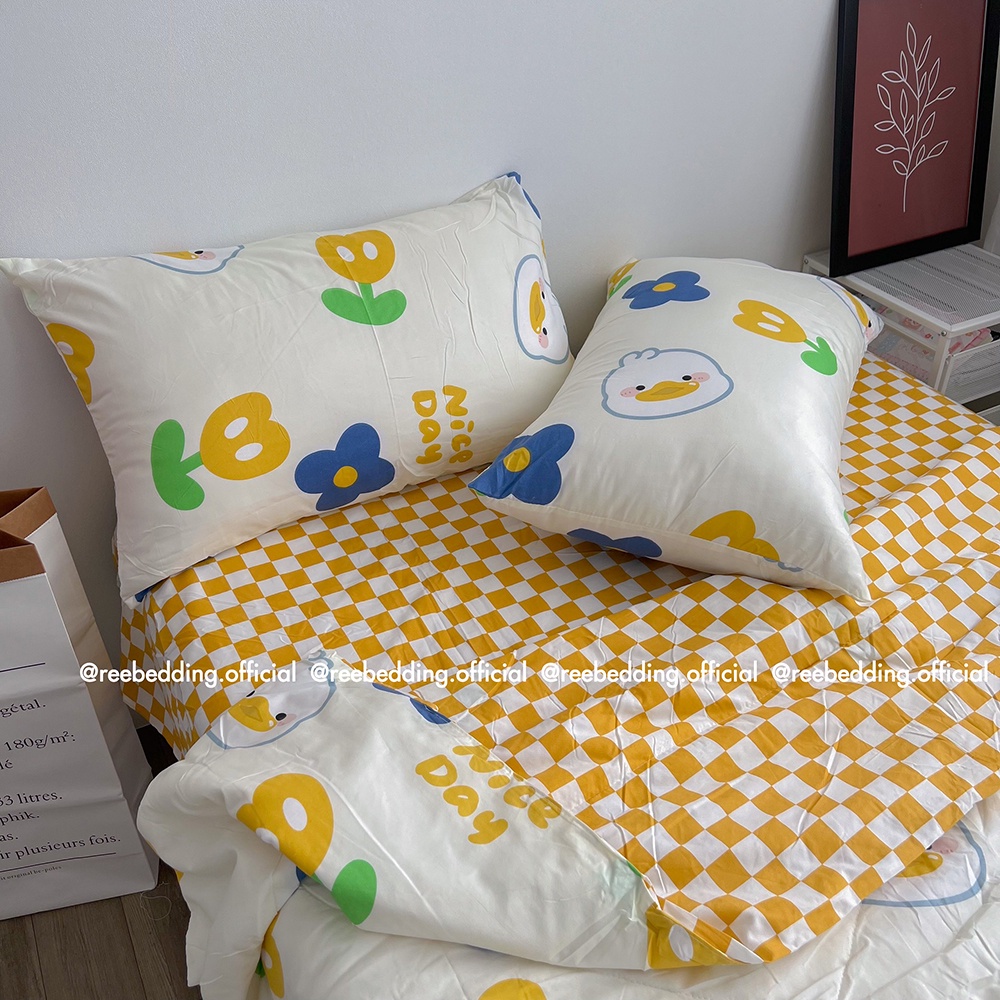 Bộ chăn ga gối chần bông poly cotton REE Bedding đủ size giường nệm PLC171 - Mẫu 4