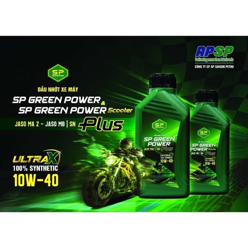 Dầu nhớt xe số 800ml sp green power ultra plus 10w-40