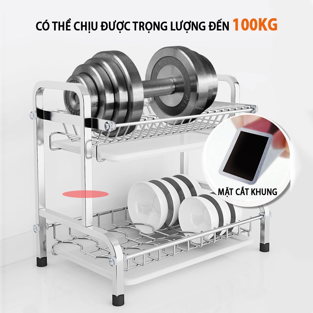 [Mã LIFEXANH03 giảm 10% đơn 500K] Kệ Để Chén Đĩa Inox 304 VANDO Giá Bát Nhỏ Có Khay Hứng Nước