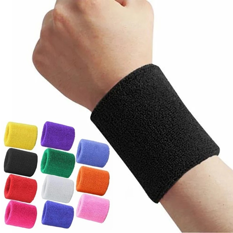 Băng quấn thể thao bảo vệ cổ tay thấm hút mồ hôi bằng cotton nhiều màu sắc tự chọn