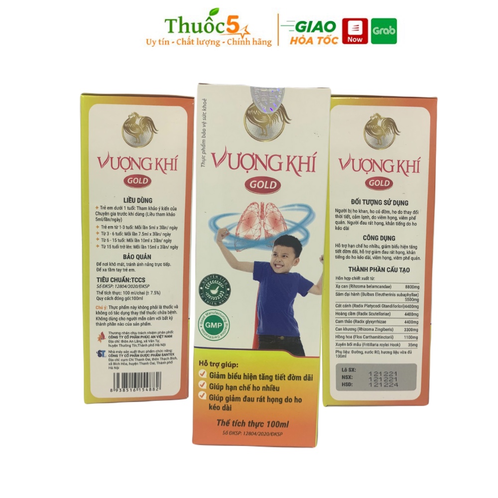 Cao lỏng Vượng Khí Gold Hỗ Trợ Giúp Giảm Ho, Bổ Phế, Ngăn Ngừa Các Bệnh Hô Hấp Chai 100ml