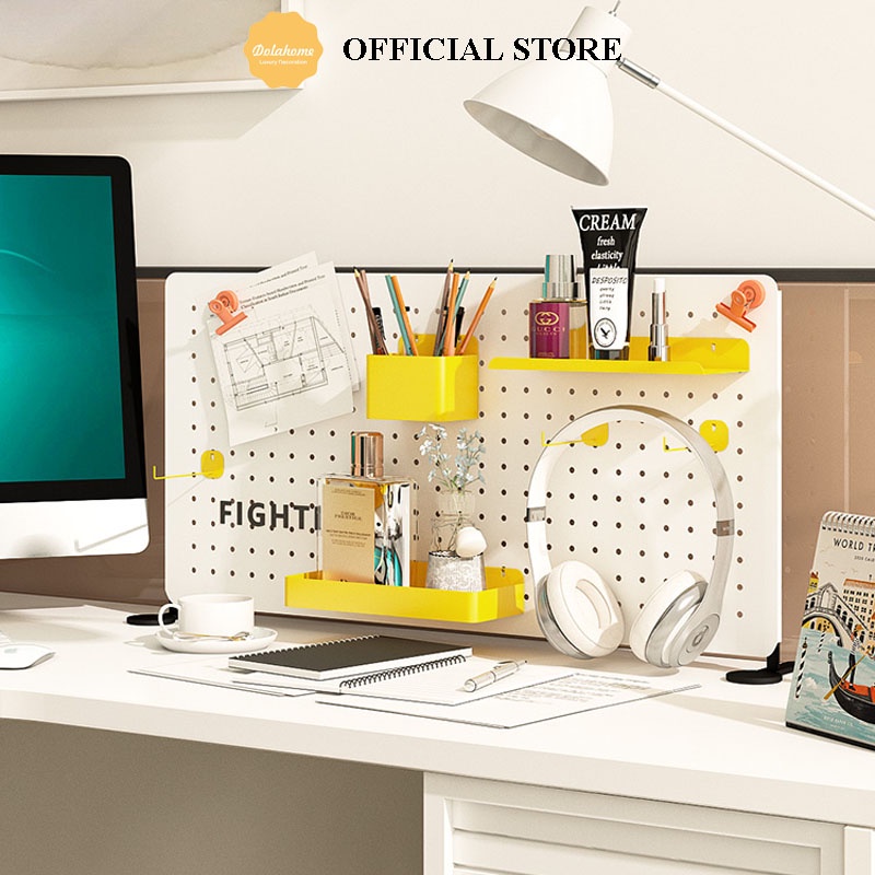 Bảng lỗ Pegboard Dola Home cao cấp kèm chân đứng để bàn size vừa và lớn, bảng lỗ phù hợp người không thích treo tường