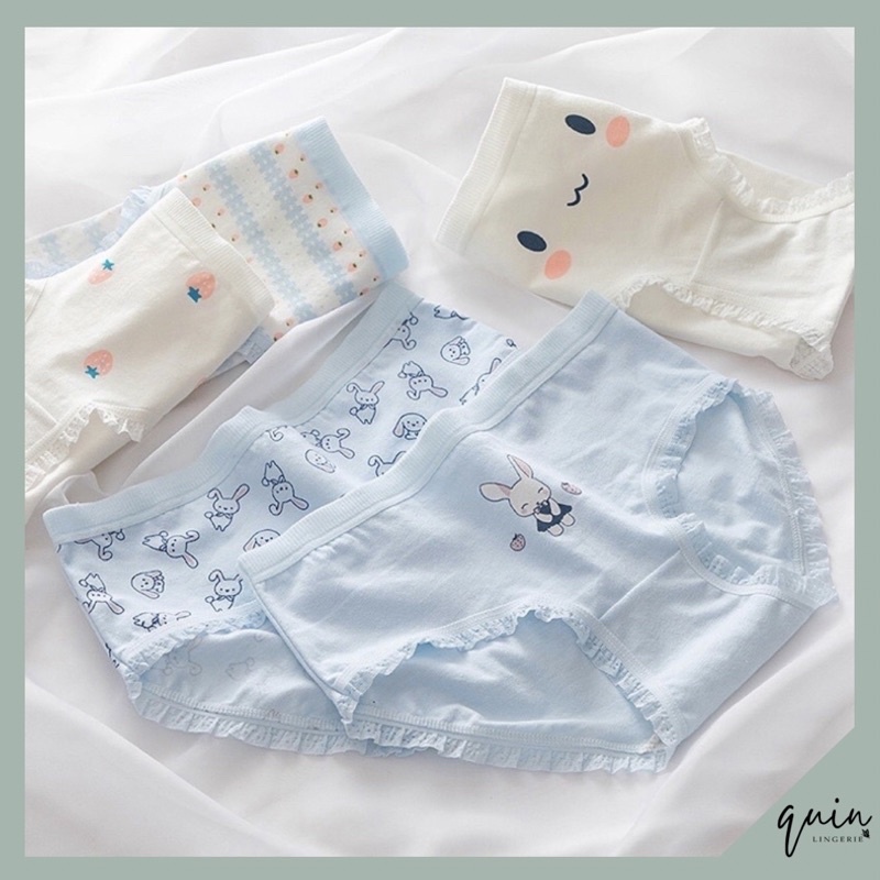Set 5 Quần Lót Cotton Nữ Hoạ Tiết Dễ Thương Combo Quần Chip Cotton Kháng Khuẩn Hình Cute