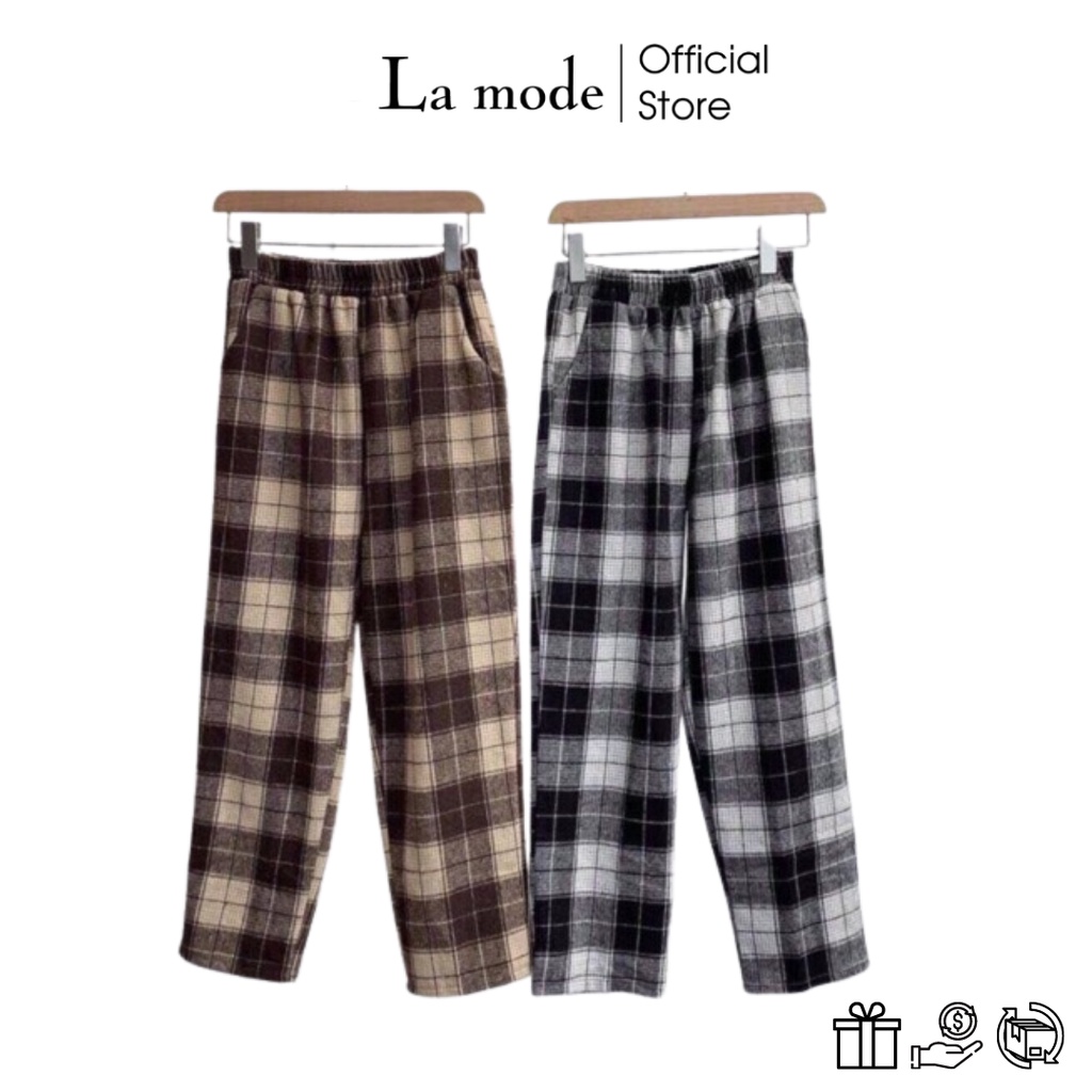 Quần Dài Kiểu Caro Ống Suông Kaki Nam Nữ Unisex - La mode