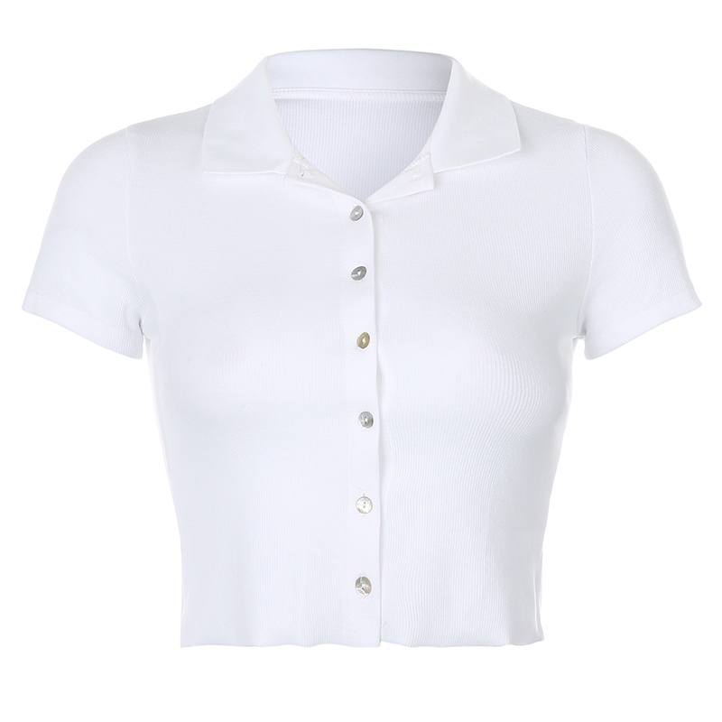 Áo Thun Nữ Tay Ngắn Có Cổ Phong Cách Hàn Quốc