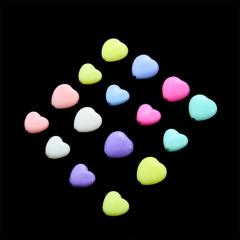 Chuỗi hạt hình trái tim nhiều màu sắc kích thước 12mm dùng làm trang sức thủ công