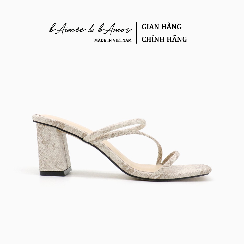 Giày cao gót sandal nữ 7p đẹp đế vuông dây mảnh mũi vuông thời trang cao cấp bAimée &amp; bAmor - MS1664