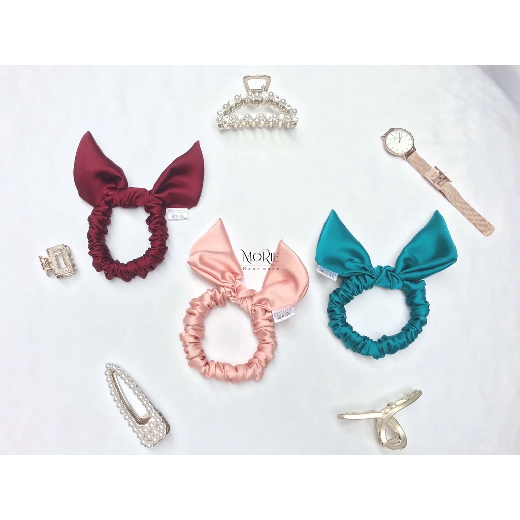 Buộc Tóc Nơ Thỏ Lụa Mulberry 100% Cao Cấp Ngăn Ngừa Xơ Rối Tóc Size nhỏ | Mulberry Silk Hair Scrunchie