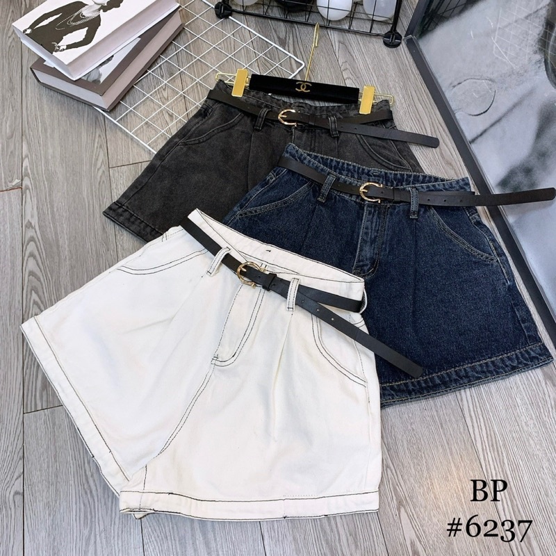 Quần short jean kèm đai