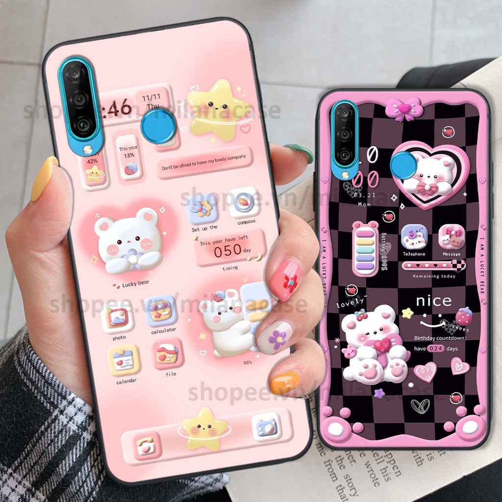 Ốp Huawei Nova 4e / P30 Lite hình đồng hồ icon gấu mèo cute cực dễ thương ngộ nghĩnh